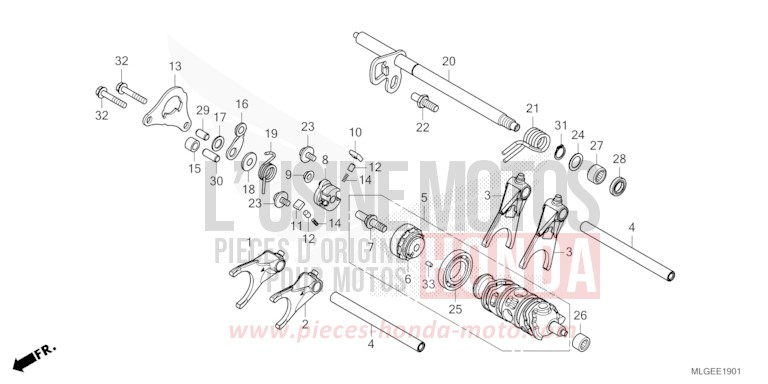 BARILLET DE SELECTION (CRF1100D/D2/D4/DL2/DL4) de Africa Twin DCT GRAND PRIX RED (R380B) 2023
